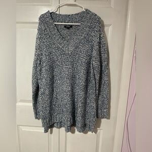 Chaps Heathered Blue V-Neck Sweater